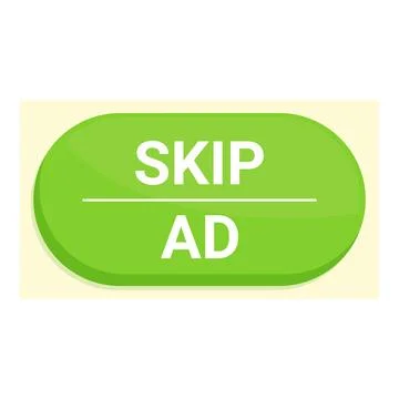 Green skip ad button prompting action from viewers Illustrazione stock