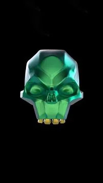 Green skull on a black background, 3D Stock Illustration