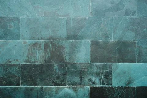 Green slate stone wall cladding Stock Photos