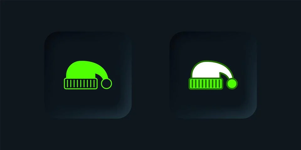 Green Sleeping hat icon isolated on black background. Cap for sleep. Black .. Stock Illustration