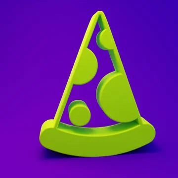 Green Slice of pizza icon isolated on purple-blue background. Fast food men.. Stock Illustration