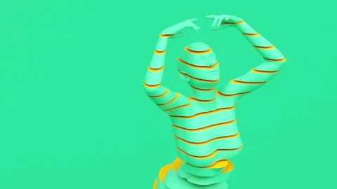 Green sliced rotating elegant pretty standing woman, dance ballet pose. Stock Footage 185180577