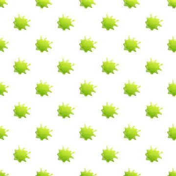 Green slime blot splashes repeat across a white background Stock Illustration