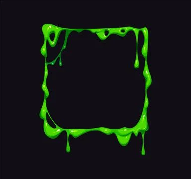 Green slime frame, toxic mucus sludge ooze border イラスト素材