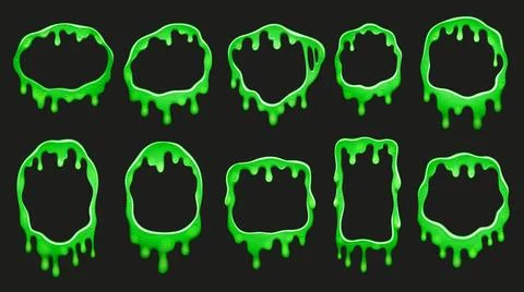 Green slime frames, cartoon vector set of borders イラスト素材