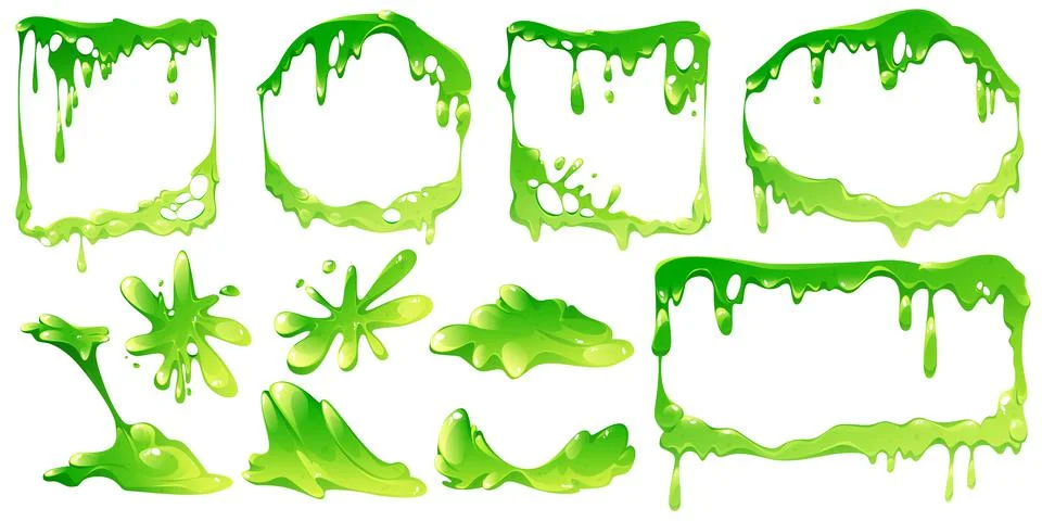 Green slime frames or elements isolated vector set Stock Illustration