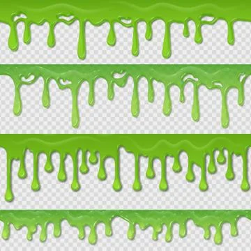 Green slime seamless pattern. Realistic toxic splatter and blob splash elements Illustrazione stock