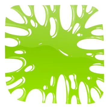 Green slime. Square frame. Bright toxic spot. Poison liquid. Decor elements 스톡 일러스트
