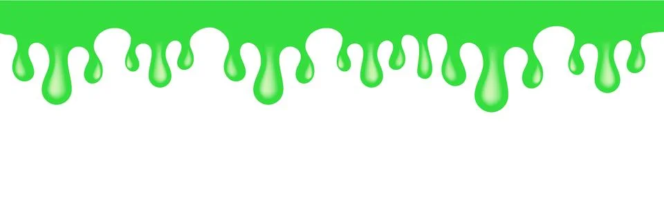 Green slime vector seamless border, dripping liquid texture on a white Illustrazione stock