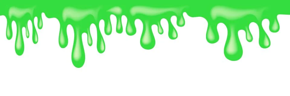 Green slime vector seamless border, dripping liquid texture on a white Stock Illustration