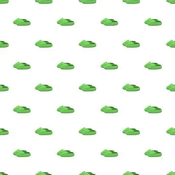 Green slippers repeating pattern on white background 스톡 일러스트