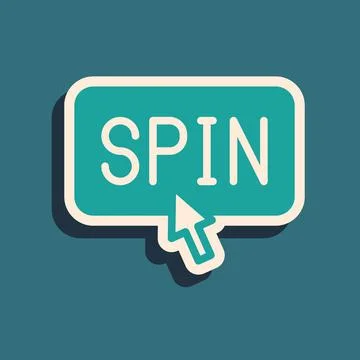 Green Slot machine spin button icon isolated on green background. Long shadow Stock Illustration