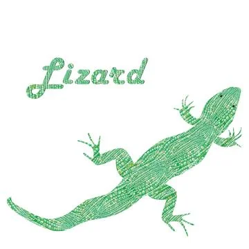 Green small lizard isolated on white background Stock Illustration