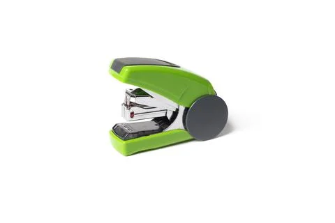 Green small stapler isolated on white background Stock Photos
