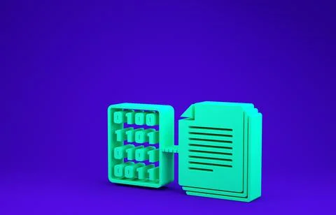 Green Smart contract icon isolated on blue background. Blockchain technology, Stockillustratie