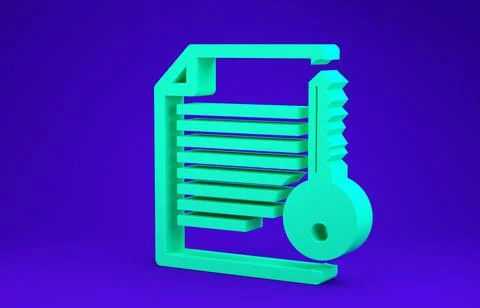 Green Smart contract icon isolated on blue background. Blockchain technology, Stock Illustration