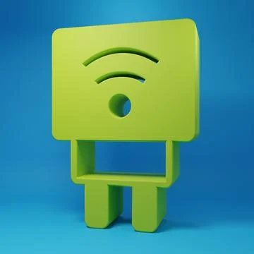 Green Smart electric plug system icon isolated on blue background. Internet.. Stock Illustration