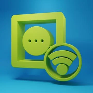 Green Smart electrical outlet system icon isolated on blue background. Powe.. Stock Illustration