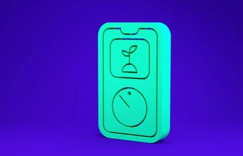 Green Smart farming technology - timer farm automation system in app icon iso Illustrazione stock