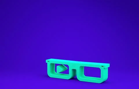 Green Smart glasses mounted on spectacles icon isolated on blue background. W Stock Illustration