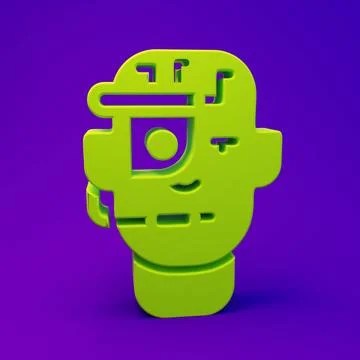 Green Smart glasses mounted on spectacles icon isolated on purple-blue back.. Stock Illustration