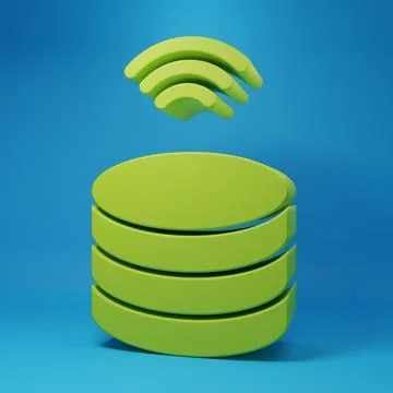 Green Smart Server, Data, Web Hosting icon isolated on blue background. Int.. Stock Illustration