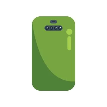 Green smartphone showing back side with cameras and button 库存插图