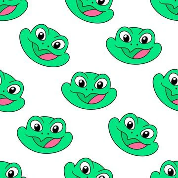 Green smile frog seamless pattern textile print. repeat pattern background de Stock Illustration