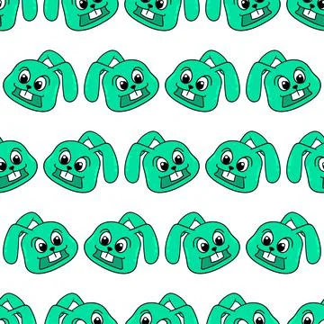 Green smile rabbit seamless pattern textile print. repeat pattern background  스톡 일러스트