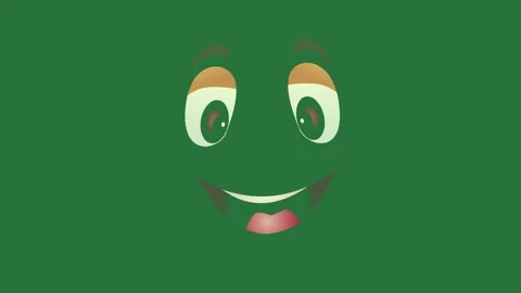 Green Smiling Face Smiling on Green Screen Background Stockbeeldmateriaal 338024060