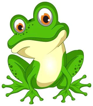 Green smiling vector Frog. White isolated background. Stock Illustration