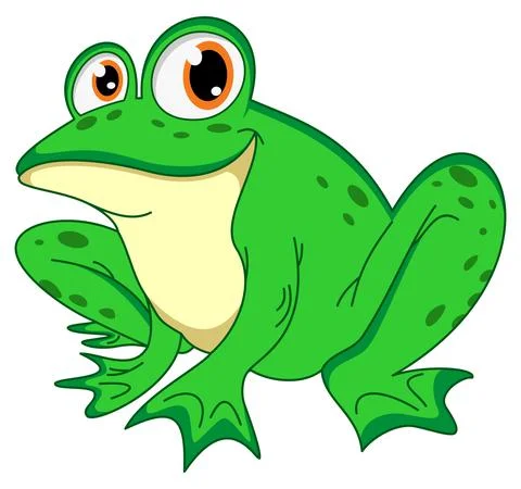 Green smiling vector Frog. White isolated background. Stock Illustration