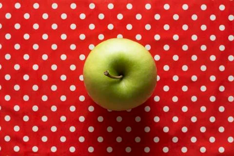 Green smith apple on wooden table Stock Photos