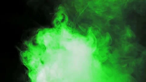 Green smoke, on a black background, smooth, steam, in the center Stock Footage 154766344