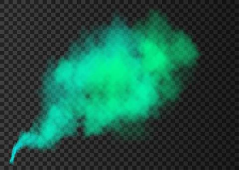 Green smoke explosion special effect  isolated on transparent background. Illustrazione stock