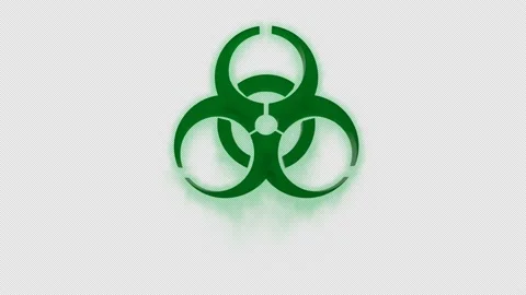 Green Smoke Falling from Biohazard 3d Symbol w/ Alpha Stock Footage 186160284
