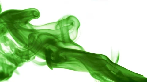 Green smoke on isolated white background, slow motion Stock Footage 94656196