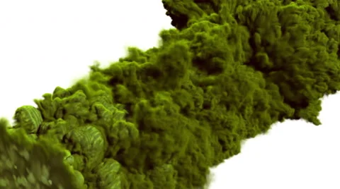 Green smoke, steam on a white background. Видео 65325666