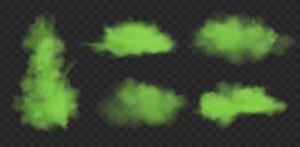 Green smoke vector cloud effect. Green gas toxic abstract explosion chemical Stock Illustration