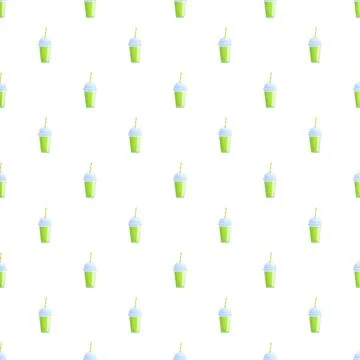Green smoothie cups repeating seamless pattern background Stock Illustration