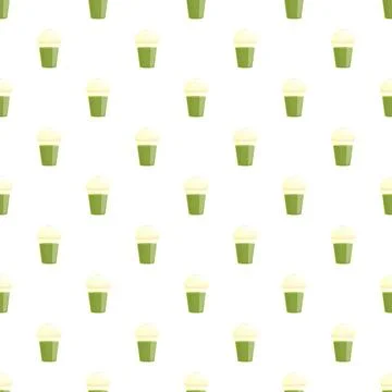 Green smoothie drink flat seamless pattern Stock Illustration