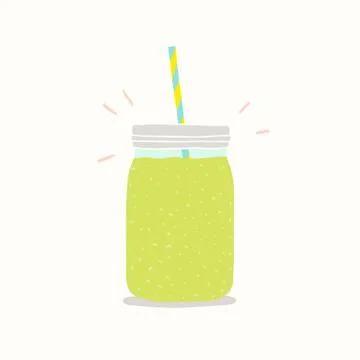 Green smoothie in a jar. Stock Illustration