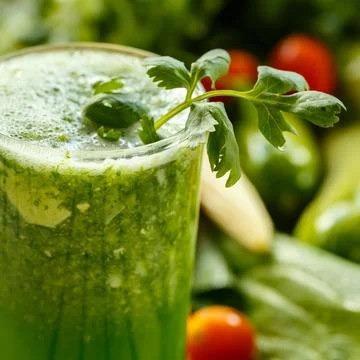 Green smoothies with vegetables. Close-up Stock Photos