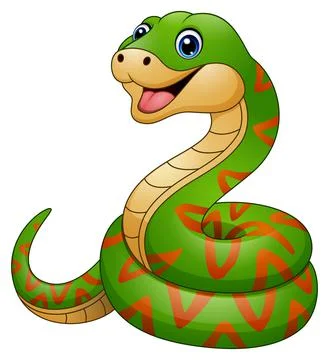 Green snake cartoon イラスト素材