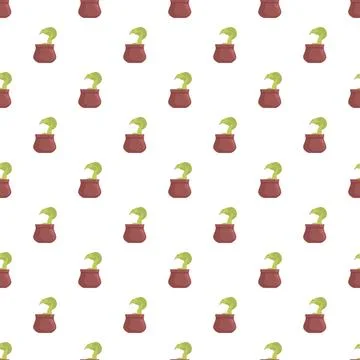 Green snake cobra emerging from pot seamless pattern Stock Illustration