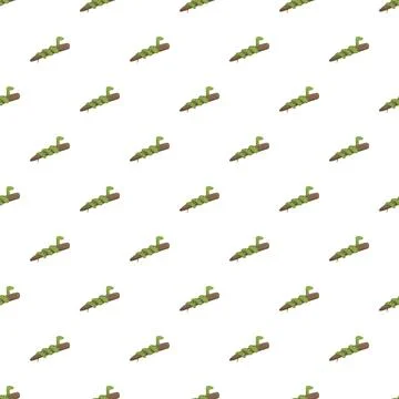 Green snake coiling around a log seamless pattern Stock Illustration