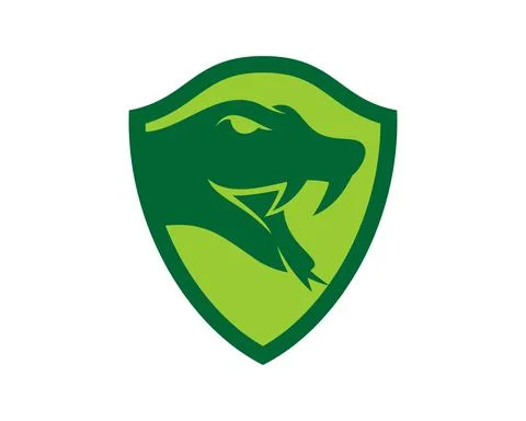 Green snake inside the shield protection Stock Illustration