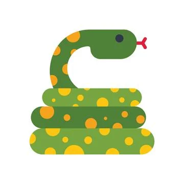 Green snake resting on its coils, minimalist illustration Stock Illustration