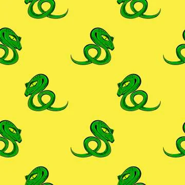 Green Snake Seamless Background. Stock Illustration