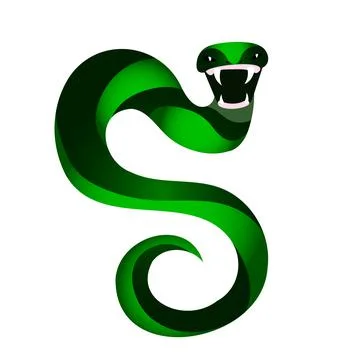 Green snake with sharp fangs vector illustration Stock Illustration